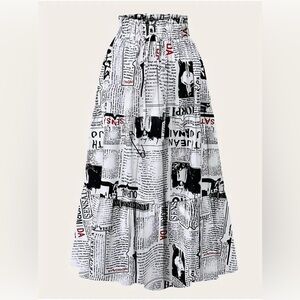 Black and White Graphic Print Skirt